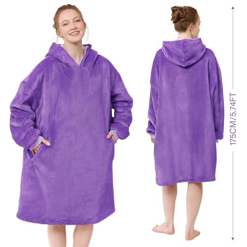 LetsFunny Blanket Hoodie,Oversized Wearable Sherpa Fleece Blanket Sweatshirt,Super Soft Warm Cozy with Giant Pocket,Gifts for Women Men Adults Teenagers Kids, One Size Fits All - Image 2