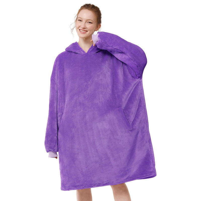 LetsFunny Blanket Hoodie,Oversized Wearable Sherpa Fleece Blanket Sweatshirt,Super Soft Warm Cozy with Giant Pocket,Gifts for Women Men Adults Teenagers Kids, One Size Fits All - Image 3
