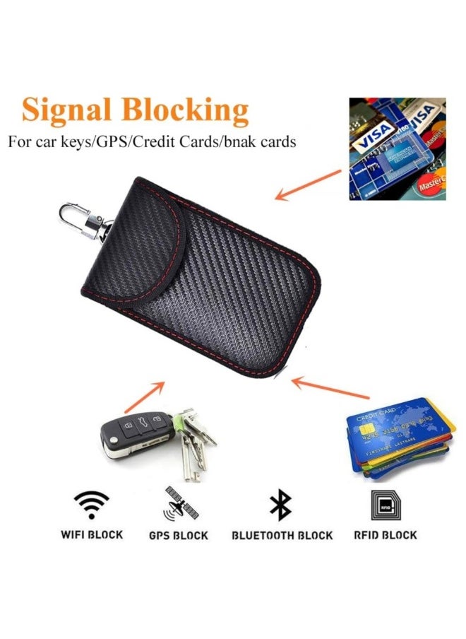 Generic - Upgraded Key Fob Faraday Bag - Premium Signal Blocking Protector for Car Security, Anti-Theft Pouch, Anti-Hacking Case, 3D Carbon Fiber Texture (2 Pack) - Image 1