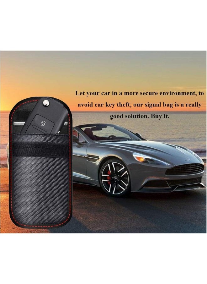 Generic - Upgraded Key Fob Faraday Bag - Premium Signal Blocking Protector for Car Security, Anti-Theft Pouch, Anti-Hacking Case, 3D Carbon Fiber Texture (2 Pack) - Image 1
