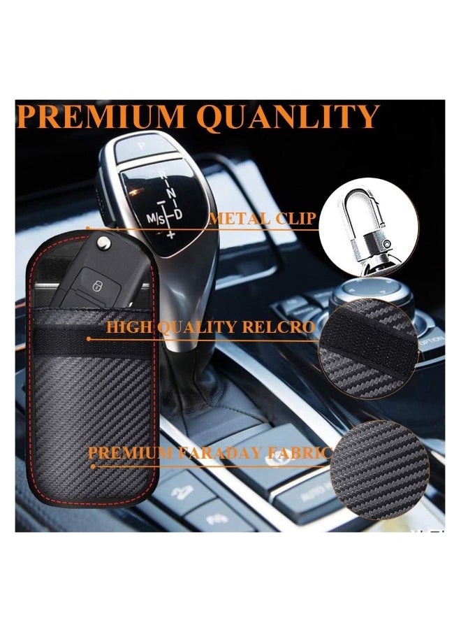 Generic - Upgraded Key Fob Faraday Bag - Premium Signal Blocking Protector for Car Security, Anti-Theft Pouch, Anti-Hacking Case, 3D Carbon Fiber Texture (2 Pack) - Image 1
