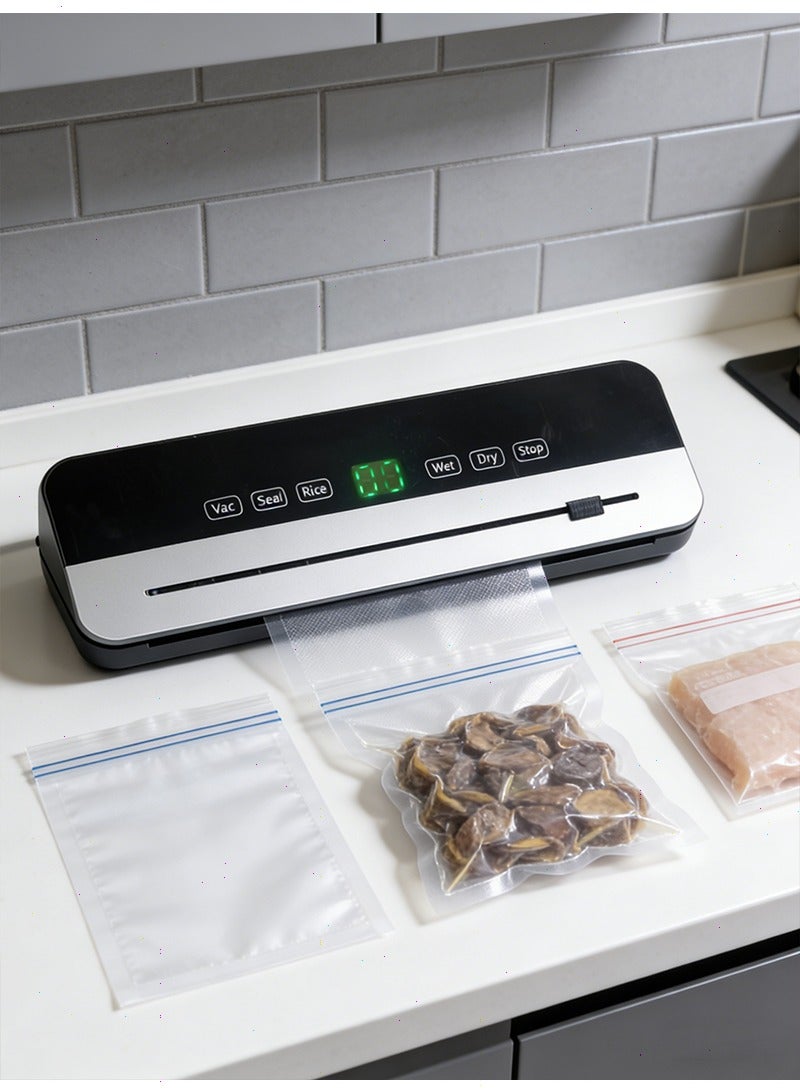 يواوليتي آلة تغليف بالفراغ مع 50 قطعة من أكياس التغليف، آلة تغليف أوتوماتيكية لحفظ الطعام، أوضاع تغليف جافة ورطبة مع شاشة لمس LED - Image 4