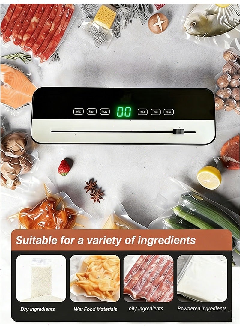 يواوليتي آلة تغليف بالفراغ مع 50 قطعة من أكياس التغليف، آلة تغليف أوتوماتيكية لحفظ الطعام، أوضاع تغليف جافة ورطبة مع شاشة لمس LED - Image 5