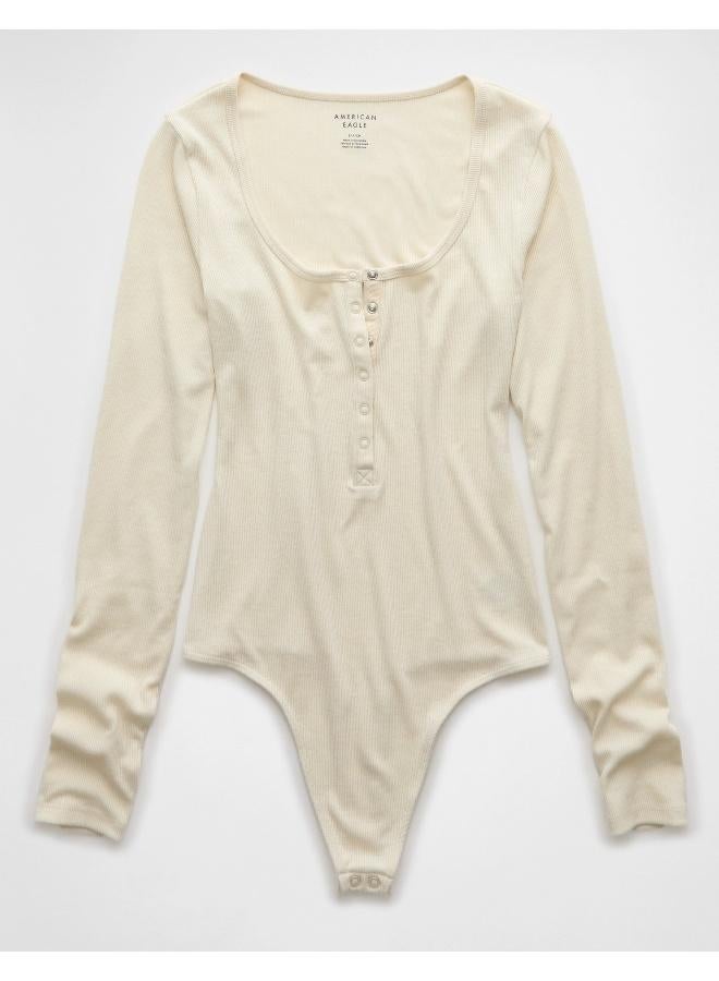 American Eagle AE Long-Sleeve Henley Bodysuit  - Image 3