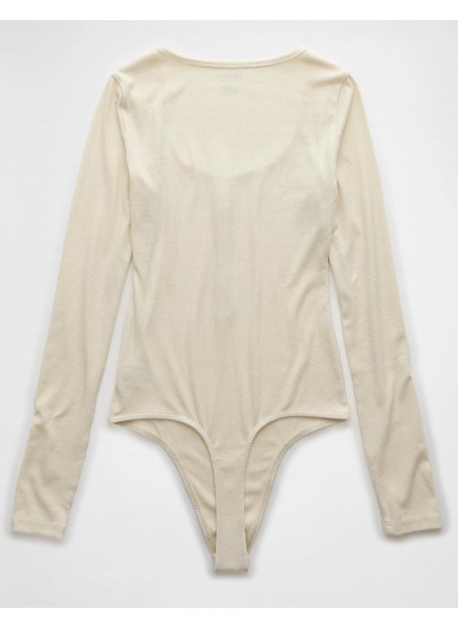 American Eagle AE Long-Sleeve Henley Bodysuit  - Image 5