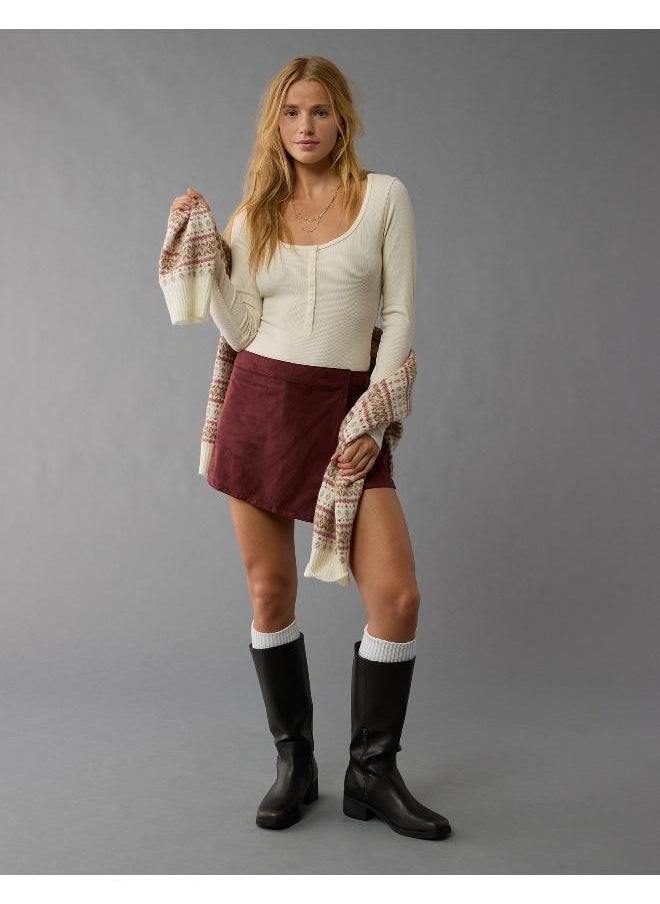 American Eagle AE Long-Sleeve Henley Bodysuit  - Image 1
