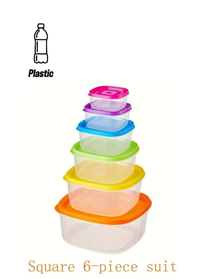 Home Care 6 PcsContainers, Rainbow Fresh-keeping Box With Lid, Reusable Food Storage Container, Refrigerator Fresh-keeping Box, For Fruit, Vegetable And Meat  - Image 1