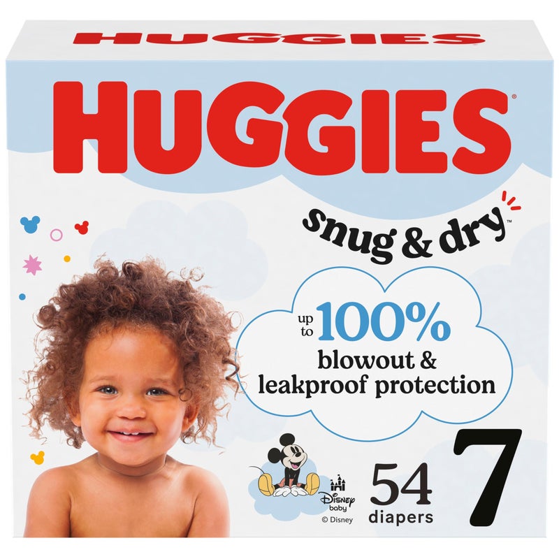 Huggies Size 7 Diapers, Snug & Dry Baby Diapers, Size 7 (41+ lbs), 54 Count, Packaging May Vary - Image 1