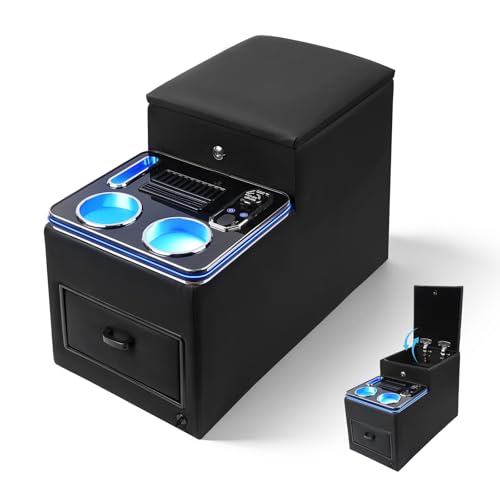 SILIVN Center Console Between Seats for Minivans, Featuring Cup Holders, Coin Compartment, and Card Slot Center Console for Trucks, Minivans, and SUVs Front Seat Bench Center with Locking (Update) - Image 1