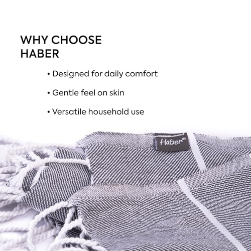 HABER Bath Towel Cotton, Ultra Soft & Highly Absorbent, Quick Dry Lightweight Luxury Towel for Bathroom, Spa & Travel (Pack of 1, Large Size 76x 152cm, Summer Friendly, Fast Drying) - Grey - Image 2
