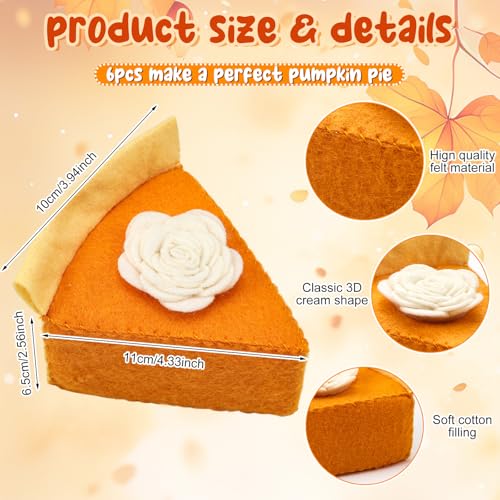 Hahafelt Fall Thanksgiving Felt Pumpkin Pie Decorations Faux Pumpkin Pie Slice Fall Tabletop Decor Mantel Table Centerpieces for Home Autumn Table Display House Harvest Play Holiday Festive Gift - Image 3