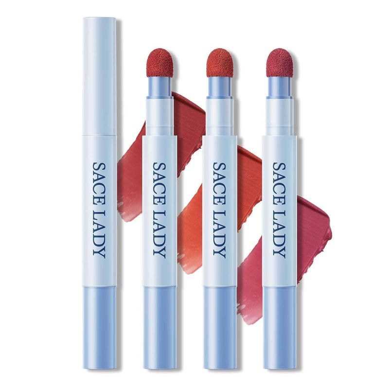 SACE LADY SACE LADY Matte Lipstick Set, Long Lasting Air Cushion Lip & Cheek Cream Non-Stick Cup, Ultra-Smooth Pigmented Non-drying Lip Color for Face Makeup Kit 3Pcs (V03+V04+V05, 3pcs) 