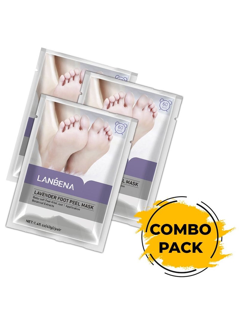 3 Pairs Foot Peel Mask Lavender,Exfoliator Peel Off Calluses Dead Skin Callus Remover,Repair Rough Heels & Get a Smooth Skin for Men and Women