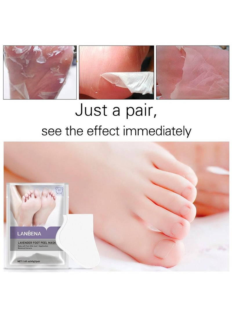 3 Pairs Foot Peel Mask Lavender,Exfoliator Peel Off Calluses Dead Skin Callus Remover,Repair Rough Heels & Get a Smooth Skin for Men and Women