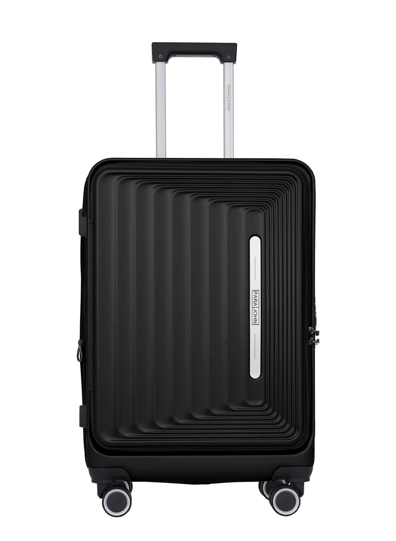 PARAJOHN Orbitra Plus  Front Open  Set of 3 Premium Polycarbonate Luggage | Lightweight Small 10KG, Medium 20KG & Large 30KG ABS 8 Wheels Trolley Hardsided Travel Suitcase -Black