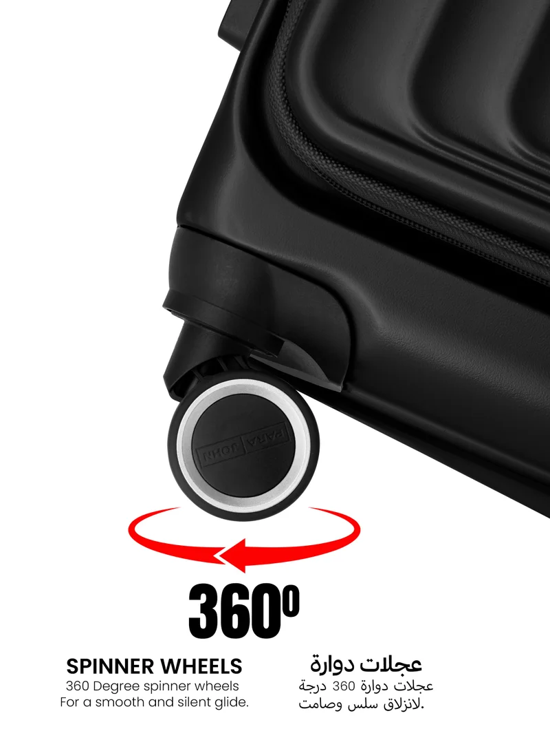 PARAJOHN Orbitra Plus  Front Open  Set of 3 Premium Polycarbonate Luggage | Lightweight Small 10KG, Medium 20KG & Large 30KG ABS 8 Wheels Trolley Hardsided Travel Suitcase -Black
