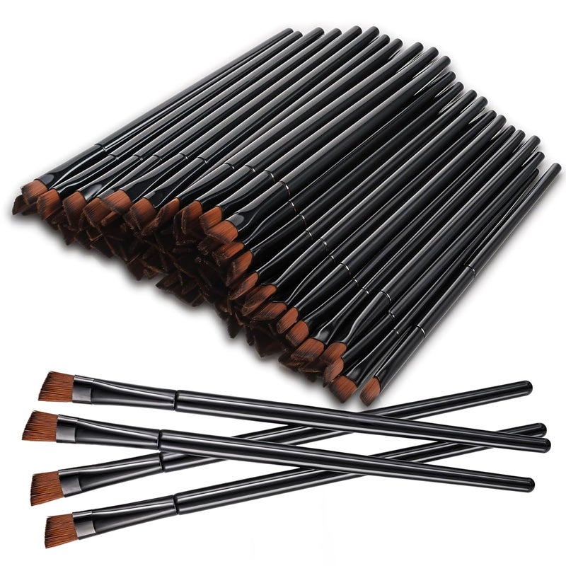 Yolev 100 Pcs Angled Eyebrow Brushes Bulk Disposable Brow Brushes For Eyebrows Brow Tint Brushes Eye Makeup Brush Concealer Eye Shadow Applicator Sticks Tinting Brushes Esthetician Supplies (Black)