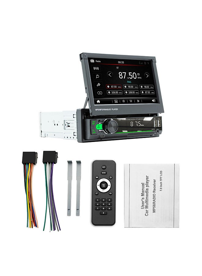 Generic - 7-inch Retractable Screen Car MP5 MP4 MP3 Player BT 5.1 Car Locator Frequency Modulation Channel Radio AUX Audio Input with Dual USB Interfaces and Seven-color Button Lights - Image 1