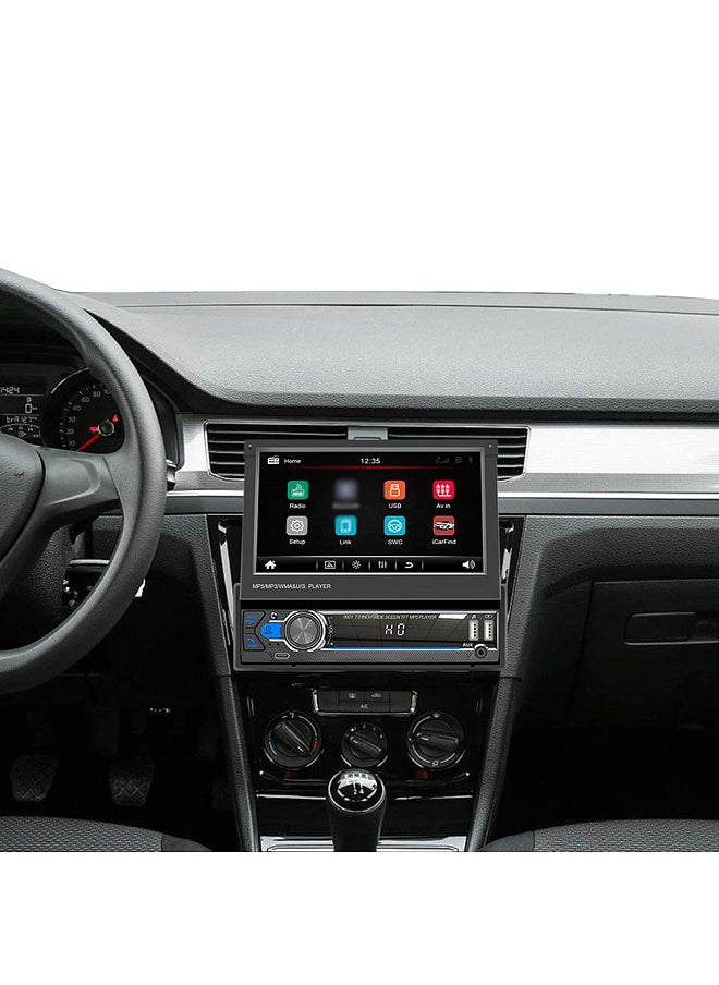 Generic - 7-inch Retractable Screen Car MP5 MP4 MP3 Player BT 5.1 Car Locator Frequency Modulation Channel Radio AUX Audio Input with Dual USB Interfaces and Seven-color Button Lights - Image 1