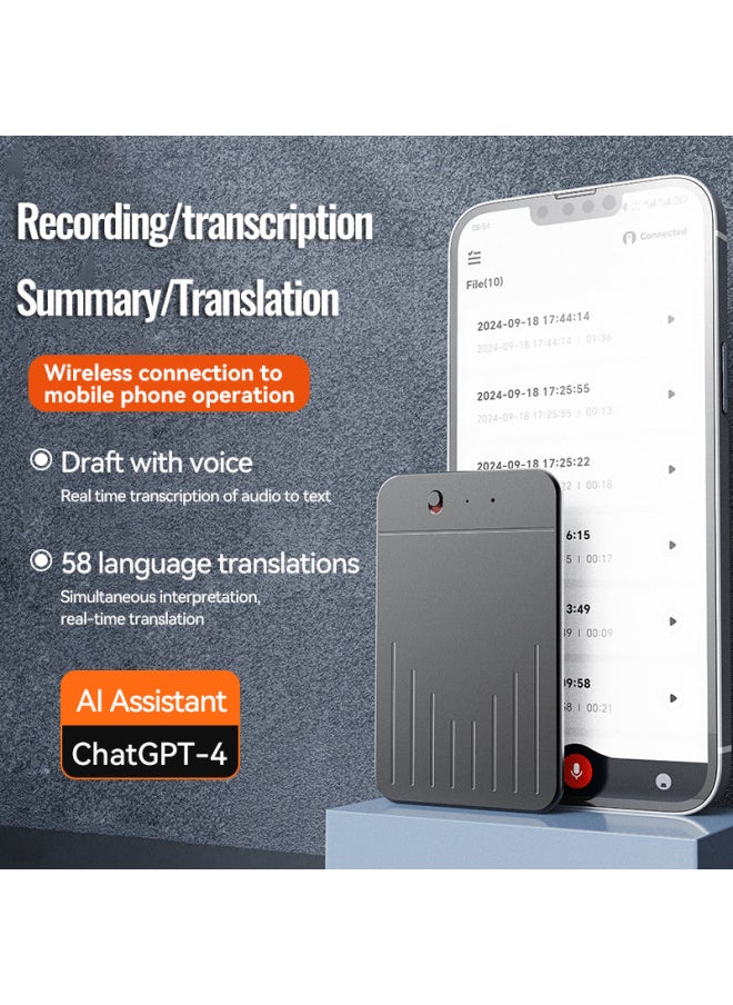 Generic - A3 AI Recorder ChatGPT Intelligent Transfer Voice Call Real-time Transcription Of A Generation Of Unlimited Procurement-Color:English A3 (v-shaped Vertical Pattern)--app Supports Chatgpt-4o Transcription) For Ad Hoc Orders-Capacity:8GB - Image 1