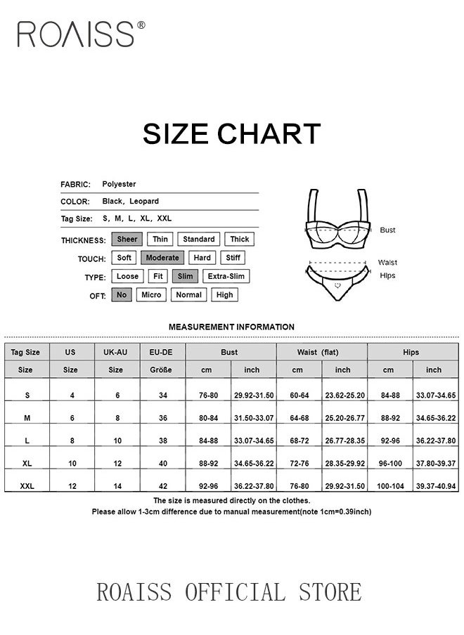 roaiss 3 Pieces Underwire Lingerie Set for Women with Fishnet Insert Garter Ladies Mesh Yarn Leather Stitching Spaghetti Strap Underwear Suit Comfy and Breathable Slim Fit Suspender Bodysuit  - Image 3