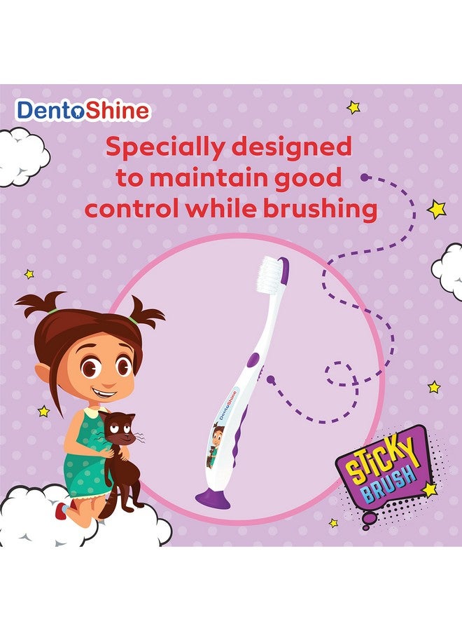 DentoShine Sticky Toothbrush For Kids (Ages 2+)Pack Of 4 Designsmanual - Image 4