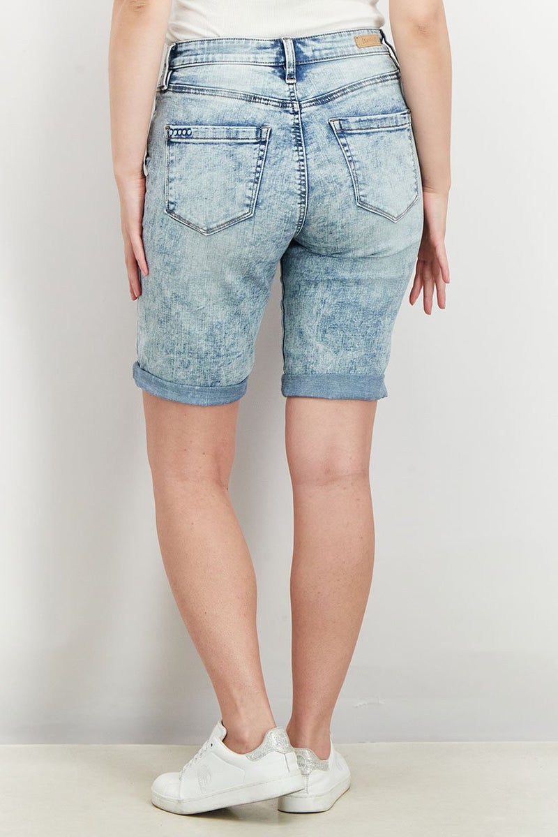 Blank NYC Women Wash Denim Shorts, Blue - Image 3