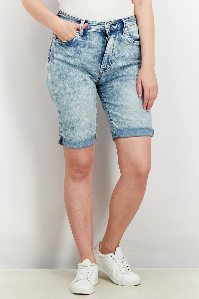 Blank NYC Women Wash Denim Shorts, Blue - Image 1