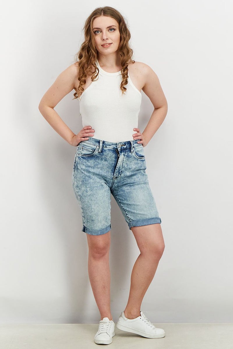 Blank NYC Women Wash Denim Shorts, Blue - Image 4