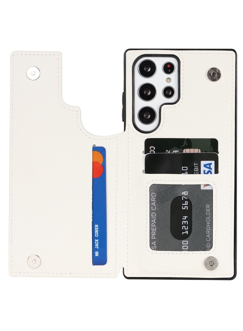 Suteni Magnetic Back Cover Card Slots Leather Phone Case for Samsung - Image 3