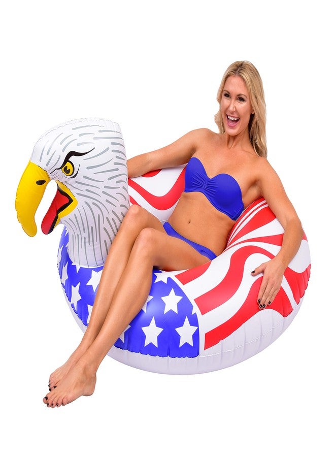 GoFloats قارب مطاطي قابل للنفخ من نوع GoFloats American Eagle Party Tube، استمتع بالطفو بأناقة (للكبار والصغار) - Image 1