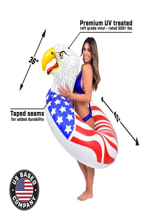 GoFloats قارب مطاطي قابل للنفخ من نوع GoFloats American Eagle Party Tube، استمتع بالطفو بأناقة (للكبار والصغار) - Image 5