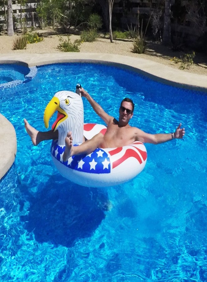 GoFloats قارب مطاطي قابل للنفخ من نوع GoFloats American Eagle Party Tube، استمتع بالطفو بأناقة (للكبار والصغار) - Image 4