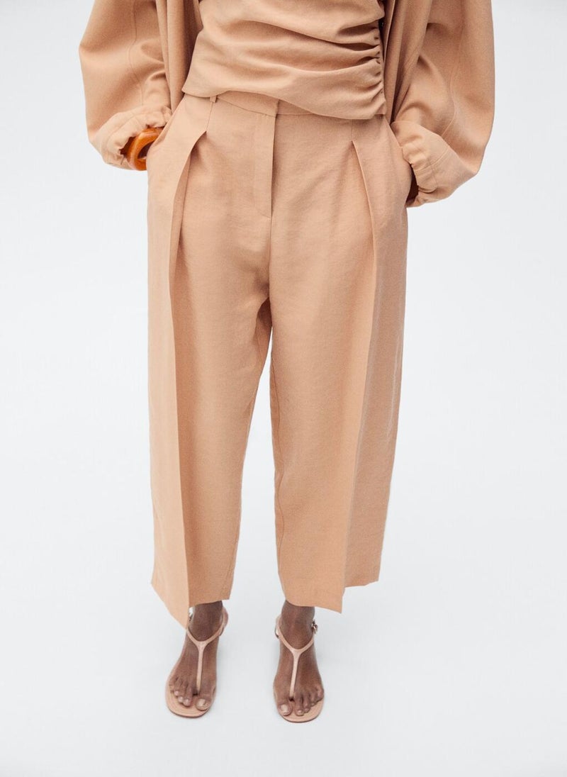 MANGO Straight Lyocell Pleats Pants  - Image 1