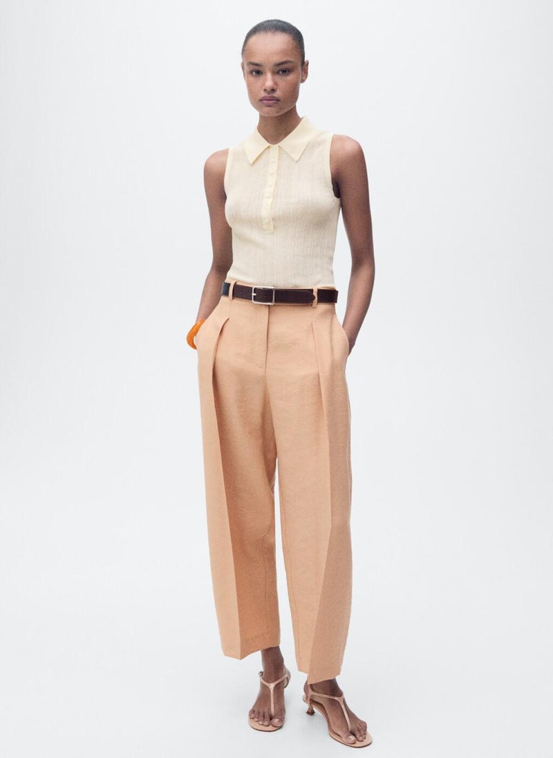 MANGO Straight Lyocell Pleats Pants  - Image 3