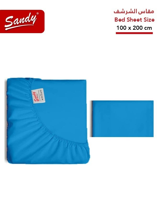 Sandy Sandy Premium Hotel Quality Fitted Sheet and Pillow Case, Bed Sheet 2 Pieces Set, Soft & Breathable and Cooling, Twin Size 100 x 200 cm, Turquoise  - Image 1