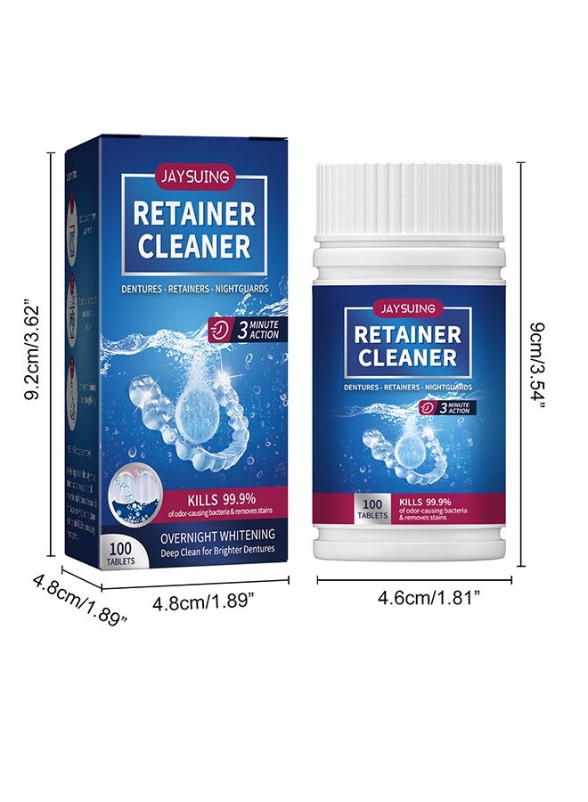 جايسوينغ 100 قرص أقراص تنظيف أطقم الأسنان ومنظف التقويم - يزيل الروائح والبقع - أقراص منظف التجنيب - للتقويم ، المثبتات ، أطقم الأسنان ، واقيات الليل - Image 2