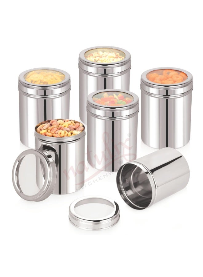 NATULIX 1 Kg Stainless Steel Containers for kitchen with See Through Lid | Kitchen Containers Set | Silver (1250ml - 6pcs) Food Grains Capacity - 1kg Approx - Image 2