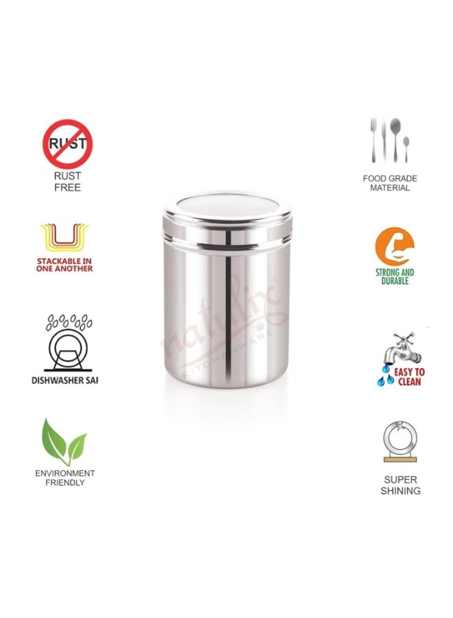 NATULIX 1 Kg Stainless Steel Containers for kitchen with See Through Lid | Kitchen Containers Set | Silver (1250ml - 6pcs) Food Grains Capacity - 1kg Approx - Image 1