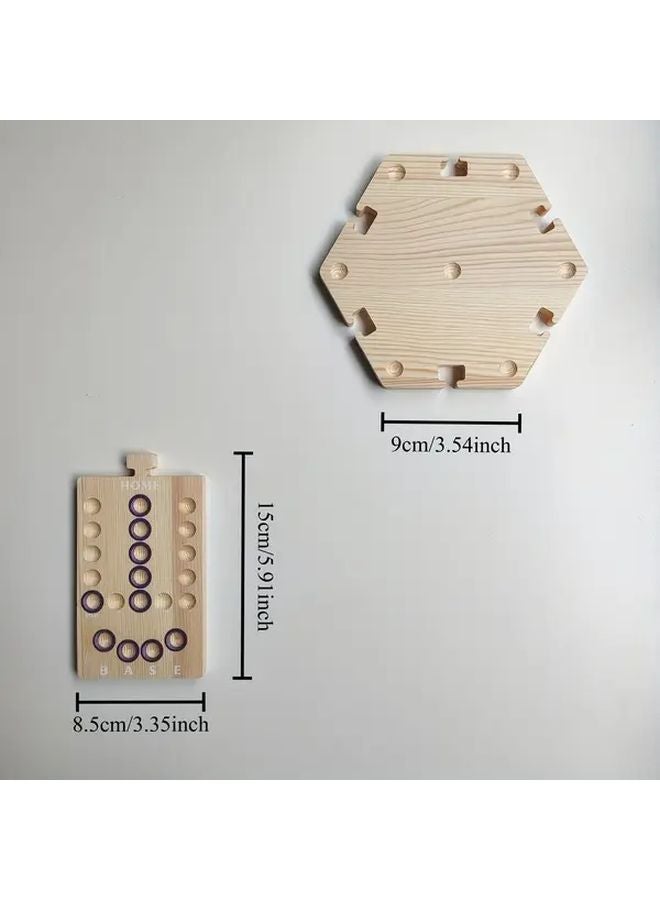 لعبة الرخام للوحة 6 لاعبين مع 24 كرة رخامية 6 أحجار نرد لعبة عائلية إستراتيجية محمولة مصنوعة من الخشب المعاد تدويره - Image 3