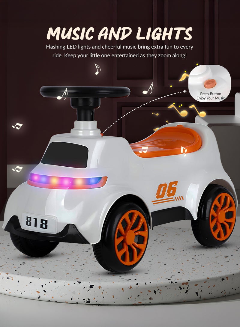 بيبي سيارة كروزو للأطفال، مزودة بأضواء وموسيقى ومساحة تخزين | سيارة دفع للأطفال | سيارة دفع للأطفال من عمر سنة إلى ثلاث سنوات، لون برتقالي - Image 3
