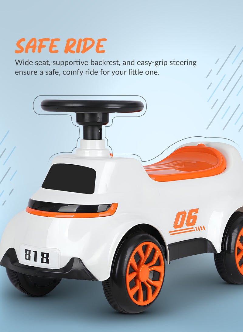 بيبي سيارة كروزو للأطفال، مزودة بأضواء وموسيقى ومساحة تخزين | سيارة دفع للأطفال | سيارة دفع للأطفال من عمر سنة إلى ثلاث سنوات، لون برتقالي - Image 5
