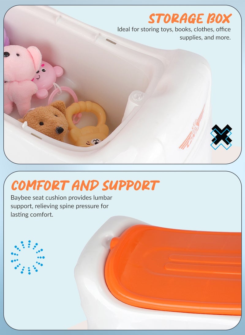 بيبي سيارة كروزو للأطفال، مزودة بأضواء وموسيقى ومساحة تخزين | سيارة دفع للأطفال | سيارة دفع للأطفال من عمر سنة إلى ثلاث سنوات، لون برتقالي - Image 4