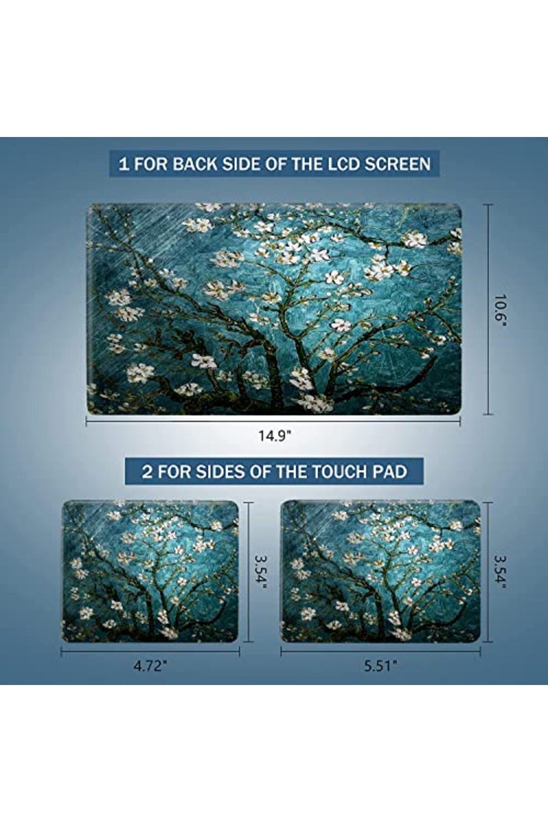 AORTDES Blue Apricot Flower 12.1 13 13.3 14 15 15.4 15.6 Inches Personalized Laptop Skin Sticker - Image 3