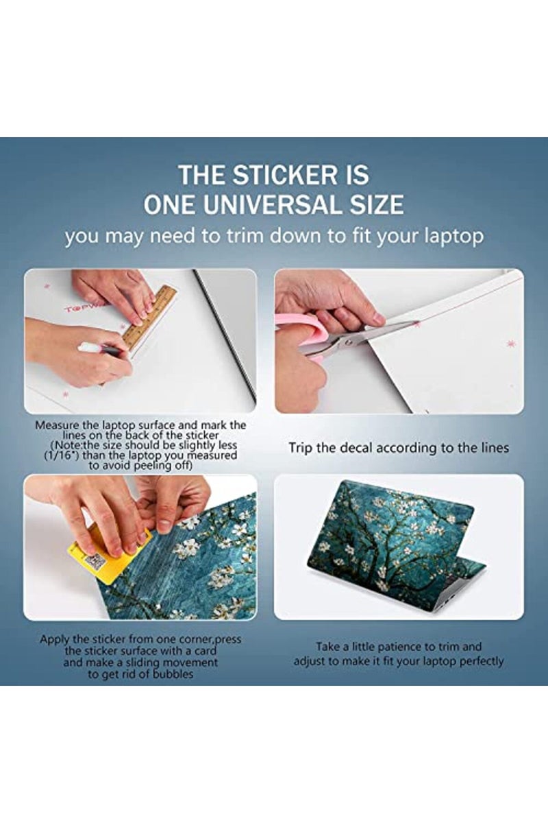 AORTDES Blue Apricot Flower 12.1 13 13.3 14 15 15.4 15.6 Inches Personalized Laptop Skin Sticker - Image 2