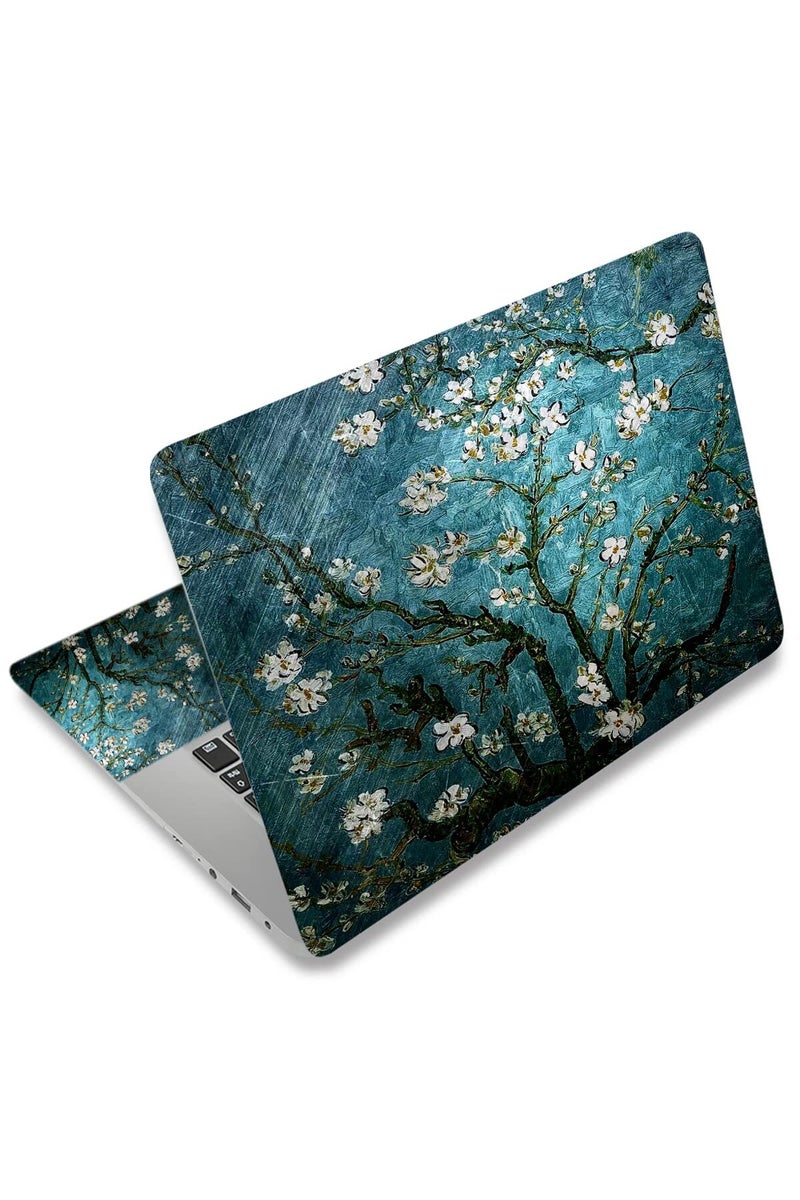 AORTDES Blue Apricot Flower 12.1 13 13.3 14 15 15.4 15.6 Inches Personalized Laptop Skin Sticker - Image 1