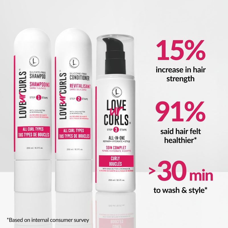 Love Ur Curls - Shampoo & Conditioner Set with All in One Curl Cream Styler for Kinky & Coily Hair, 3 Step System for Repair and Moisturizing - Image 3