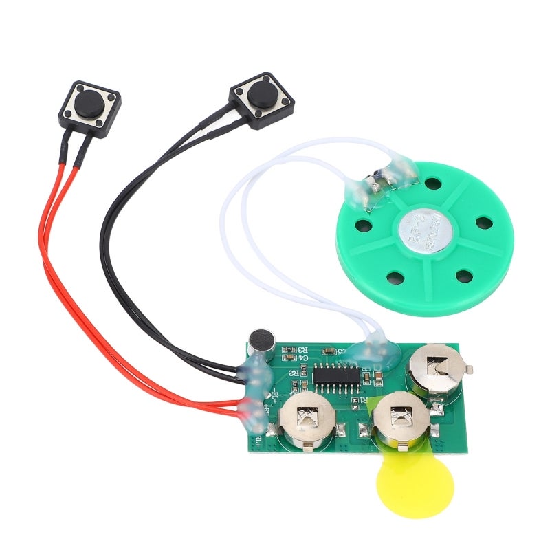 Recordable Voice Chip: 4 Minutes Recording 3-Button Battery-Powered Button Induction Control - 16Ω 0.25W Loud Green Speaker Voice Greeting Card for DIY Greeting Cards, Creative Gift Boxes, Children’s - Image 2