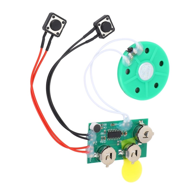 Recordable Voice Chip: 4 Minutes Recording 3-Button Battery-Powered Button Induction Control - 16Ω 0.25W Loud Green Speaker Voice Greeting Card for DIY Greeting Cards, Creative Gift Boxes, Children’s - Image 3