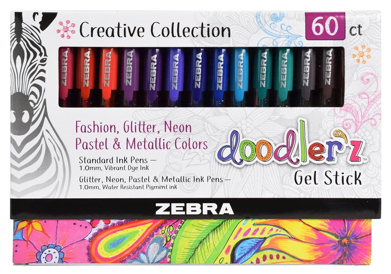 Zebra Pen Zebra Doodler'z Gel Pen, Stick, Bold 1 Mm, Assorted Ink And Barrel Colors, 60/pack - Image 1
